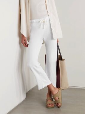 JAMES PERSE Cropped Supima cotton-terry track pants